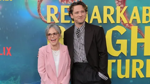 Sally Field and Lewis Pullman attend the Los Angeles Premiere of Netflix's "Remarkably Bright Creatures" at the Netflix Tudum Theater.
