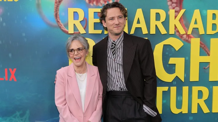 Sally Field and Lewis Pullman attend the Los Angeles Premiere of Netflix's "Remarkably Bright Creatures" at the Netflix Tudum Theater.