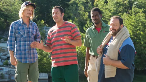 Adam Sandler, Chris Rock, David Spade and Kevin James in Grown Ups 2.