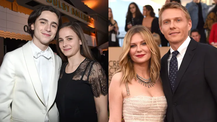 Kirsten and Christian Dunst, and Timothee and Pauline Chalamet