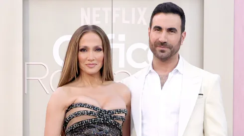 Jennifer Lopez and Brett Goldstein attend the world premiere of Netflix's "Office Romance" at The Egyptian Theatre Hollywood on May 26, 2026 in Los Angeles, California.