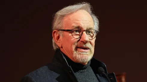 Filmmaker Steven Spielberg speaks at the press preview of "Jaws: The Exhibition" at Academy Museum of Motion Pictures.