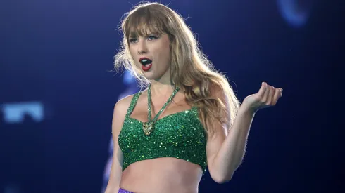Taylor Swift performs onstage during "Taylor Swift | The Eras Tour" at Johan Cruijff Arena.