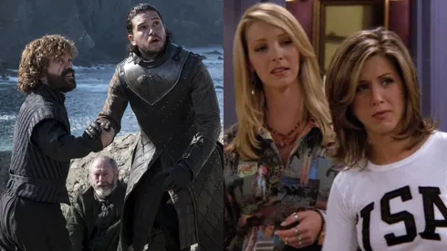 Peter Dinklage and Kit Harington in Game of Thrones / Jennifer Aniston and Lisa Kudrow in Friends