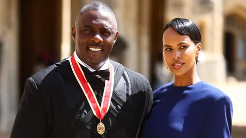 Sir Idris Elba with his wife Sabrina Dhowre Elba after becoming a Knight Bachelor for services to young people during an investitures ceremony at Windsor Castle.