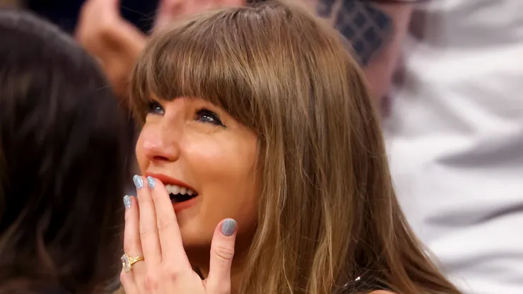 Singer Taylor Swift attends Game Three between the New York Knicks and the Cleveland Cavaliers in the NBA Eastern Conference Finals at Rocket Arena.