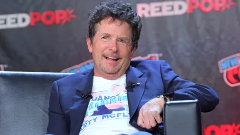 Actors Michael J. Fox speaks during a "Back To The Future Reunion" panel at New York Comic Con on October 08, 2022 in New York City.