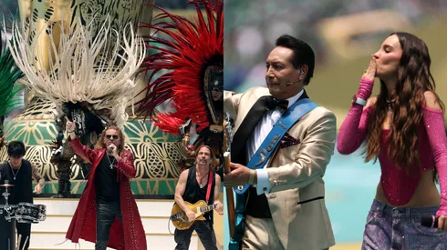 Elias Mejia Avante (L) performs during the Opening Ceremony before the FIFA World Cup 2026 Group A match between Mexico and South Africa at Mexico City Stadium on June 11, 2026 in Mexico City, Mexico. (Photo by Luke Hales/Getty Images)