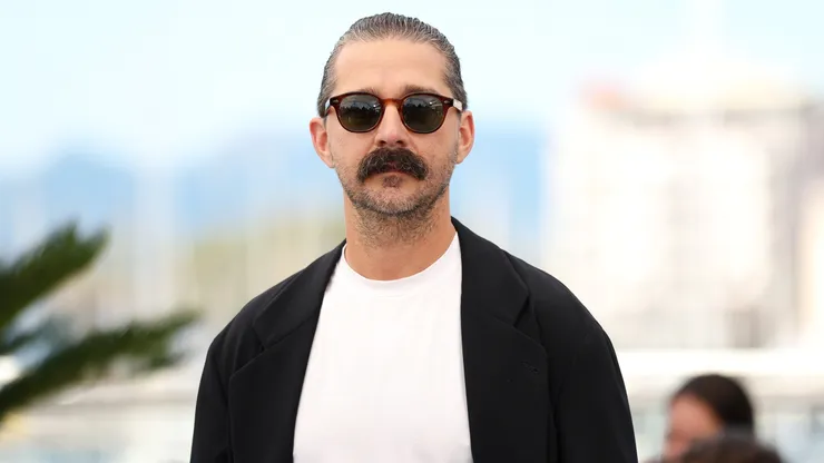 Shia LaBeouf poses during the "Slauson Rec" photocall at the 78th annual Cannes Film Festival at Palais des Festivals on May 18, 2025 in Cannes, France.