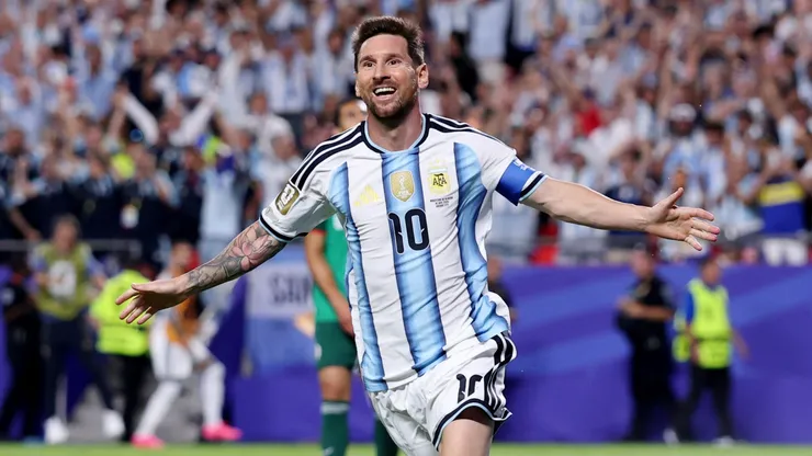Lionel Messi #10 of Argentina celebrates scoring his team's second goal during the FIFA World Cup 2026 Group J match between Argentina and Algeria at Kansas City Stadium on June 16, 2026 in Kansas City, Missouri.