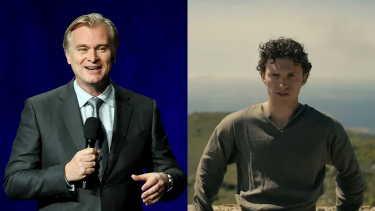 Christopher Nolan promotes the upcoming film "The Odyssey" at the Universal Pictures and Focus Features presentation at The Dolby Colosseum at Caesars Palace during CinemaCon, the official convention of Cinema United, on April 15, 2026 in Las Vegas, Nevada.