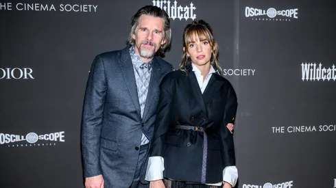 Ethan Hawke and Maya Hawke attend a screening of "Wildcat" at Angelika Film Center on April 11, 2024 in New York City.