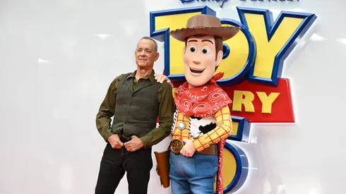 Tom Hanks and Woody attend the UK Launch Event of Disney and Pixar's 'Toy Story 5' at Odeon Luxe Leicester Square, London on May 28th, 2026.