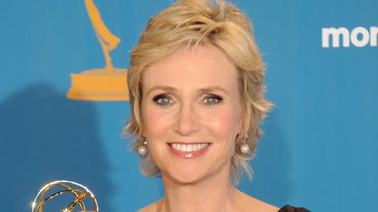 Actress Jane Lynch, winner of the Supporting Actress in a Comedy Series Award for "Glee" poses in the press room at the 62nd Annual Primetime Emmy Awards held at the JW Marriott Los Angeles at L.A. Live on August 29, 2010 in Los Angeles, California.