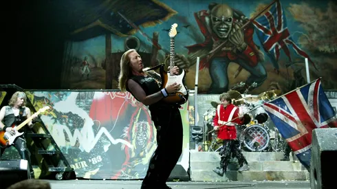Adrian Smith, Dave Murray and lead singer Bruce Dickinson of Iron Maiden.