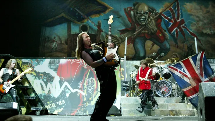 Adrian Smith, Dave Murray and lead singer Bruce Dickinson of Iron Maiden.