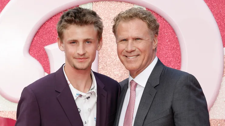 Magnus Ferrell and Will Ferrell attend The European Premiere Of "Barbie" at Cineworld Leicester Square on July 12, 2023 in London, England.