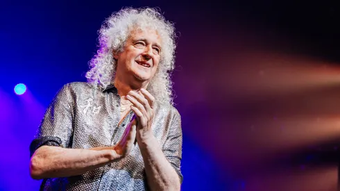 Guitarist Brian May of Queen attends the "We Will Rock You" musical premiere at Stage Palladium Theater on October 17, 2025 in Stuttgart, Germany.
