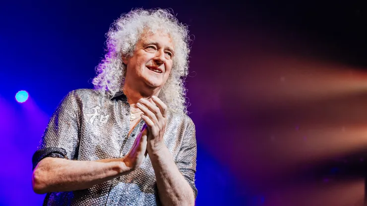Guitarist Brian May of Queen attends the "We Will Rock You" musical premiere at Stage Palladium Theater on October 17, 2025 in Stuttgart, Germany.