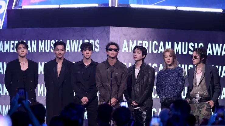 Jungkook, V, Jin, RM, Suga, Jimin and J-Hope of BTS.