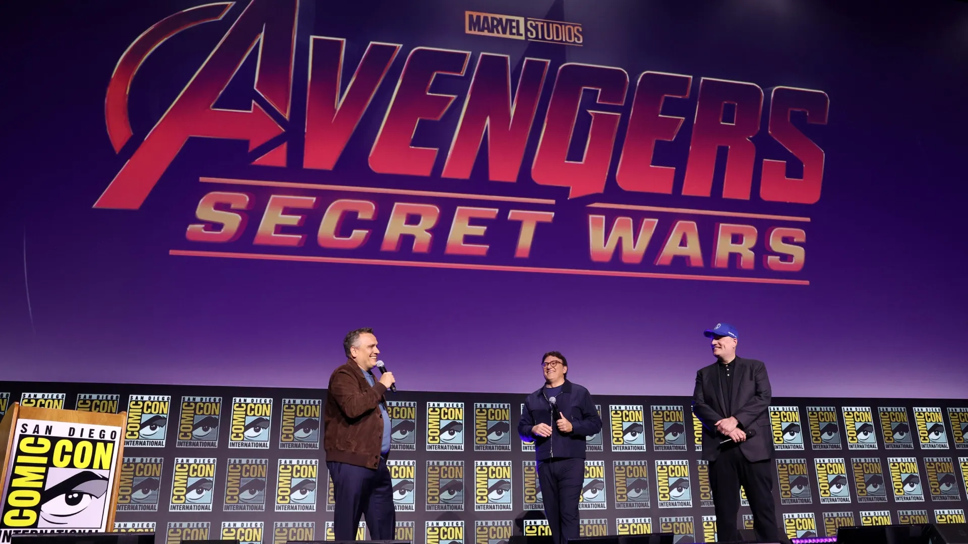 Kevin Feige, Anthony Russo and Joe Russo at an event for Avengers: Secret Wars (Source: IMDb)