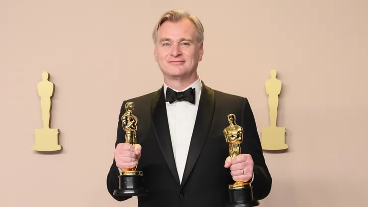 Christopher Nolan, winner of the Best Directing award and the Best Picture award for 'Oppenheimer,' poses in the press room during the 96th Annual Academy Awards at Ovation Hollywood on March 10, 2024 in Hollywood, California.