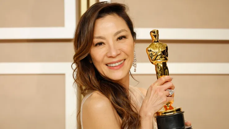 Michelle Yeoh, winner of the Best Actress in a Leading Role award for "Everything Everywhere All at Once," poses in the press room during the 95th Annual Academy Awards on March 12, 2023 in Hollywood, California.
