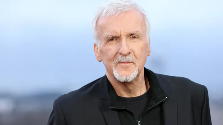 James Cameron attends the "Avatar: Fire And Ash" Photocall at Hotel Shangri-La on December 04, 2025 in Paris, France.