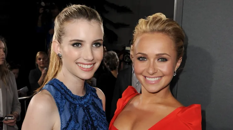 Actors Emma Roberts (L) and Hayden Panettiere arrive at the premiere of The Weinstein Company's "Scream 4" Presented by AXE Shower held at Grauman's Chinese Theatre on April 11, 2011 in Hollywood, California.