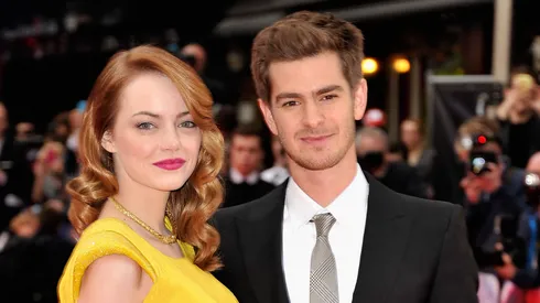 Actors Emma Stone and Andrew Garfield attend 'The Amazing Spider-Man 2' world premiere at the Odeon Leicester Square on April 10, 2014 in London, England.