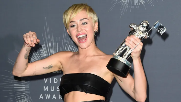 Recording Artist Miley Cyrus, winner of Video of the Year award for 'Wrecking Ball', poses in the press room during the 2014 MTV Video Music Awards at The Forum on August 24, 2014 in Inglewood, California.