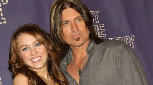 Miley Cyrus and Billy Ray Cyrus at Belmont University on April 14, 2008 in Nashville, Tennessee.